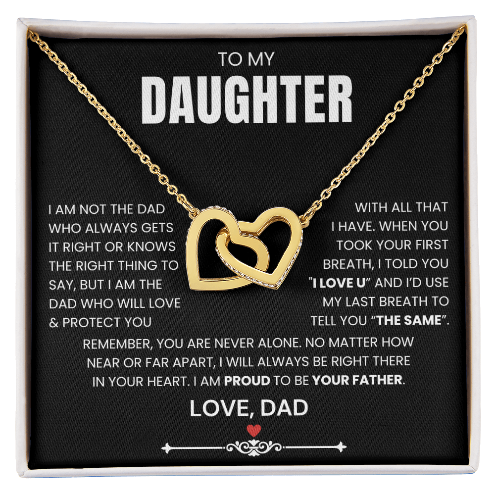 To My Daughter - Linked Hearts Necklace - Proud to Be Your Father Message Card Gift