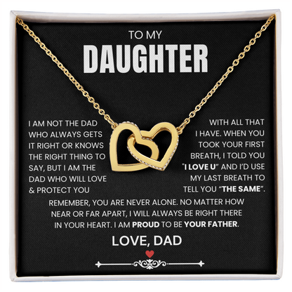To My Daughter - Linked Hearts Necklace - Proud to Be Your Father Message Card Gift