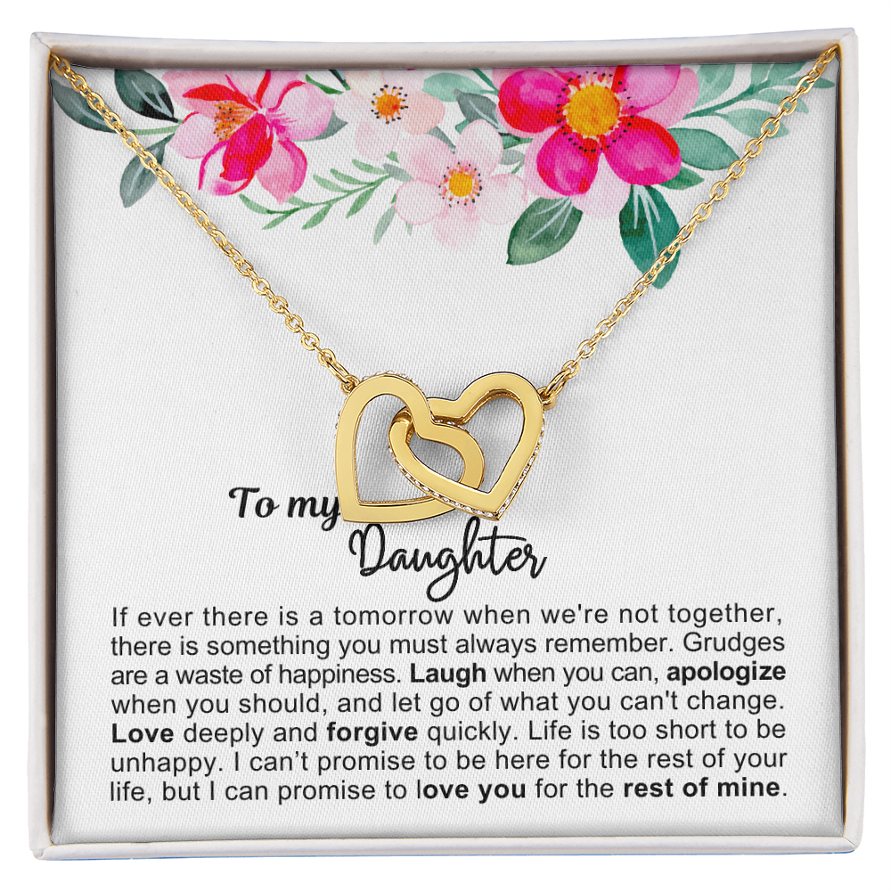 To My Daughter - Linked Hearts Necklace - Love You Forever Message Card Gift