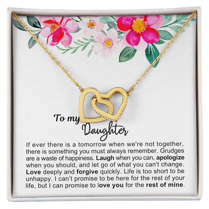 To My Daughter - Linked Hearts Necklace - Love You Forever Message Card Gift