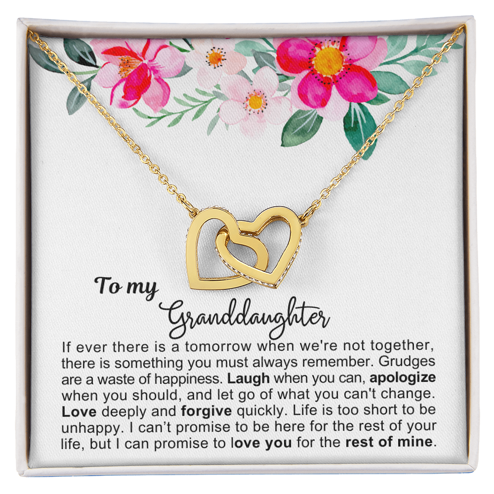 To My Granddaughter - Linked Hearts Necklace - Love You Forever Message Card Gift