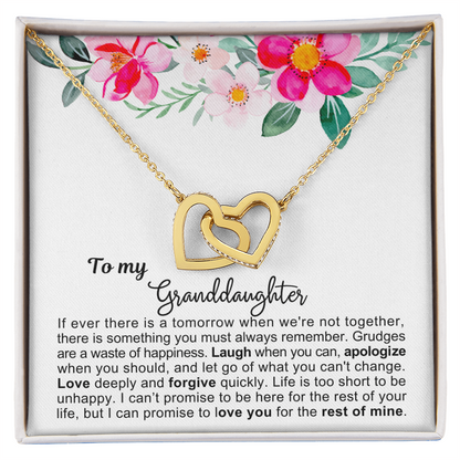 To My Granddaughter - Linked Hearts Necklace - Love You Forever Message Card Gift
