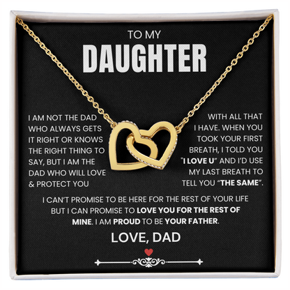 To My Daughter - Linked Hearts Necklace - Proud to Be Your Dad Message Card Gift