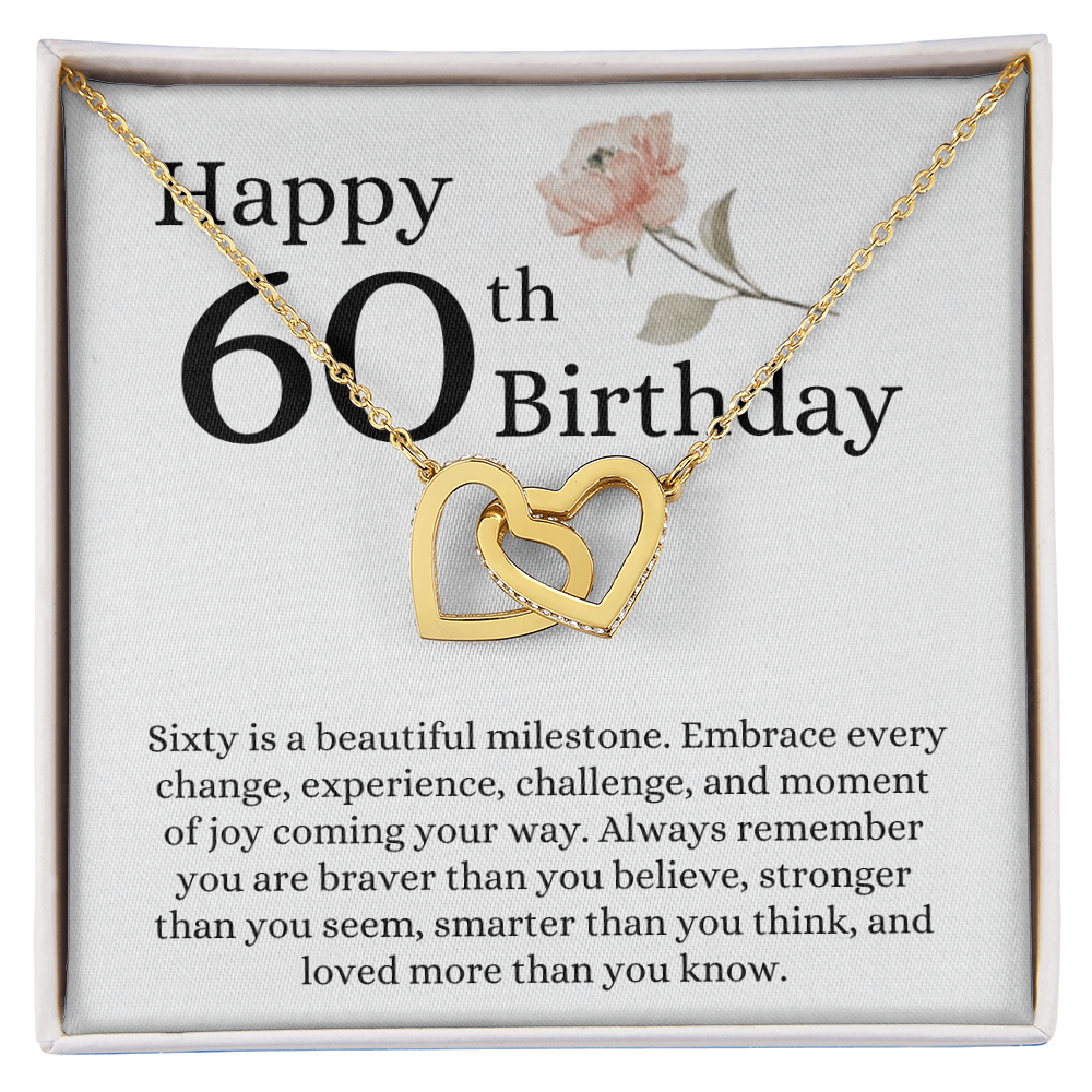 Happy 60th Birthday - Linked Hearts Necklace - Loved More Than You Know