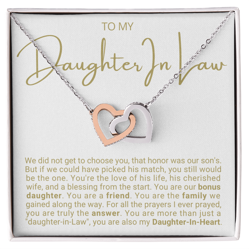 To My Daughter-in-law - Linked Hearts Necklace - Daughter-in-heart Message Card Gift