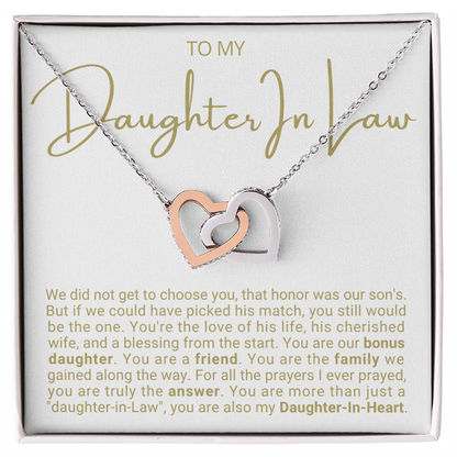 To My Daughter-in-law - Linked Hearts Necklace - Daughter-in-heart Message Card Gift