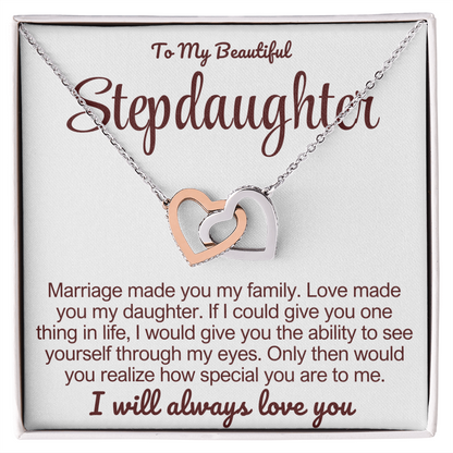 To My Stepdaughter - Linked Heart Necklace - I Will Always Love You Gift
