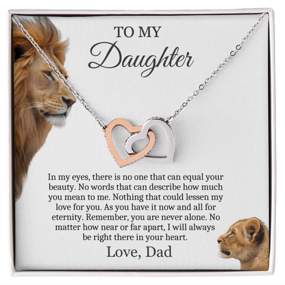 To My Daughter - Linked Hearts Necklace - You Are Never Alone Message Card Gift
