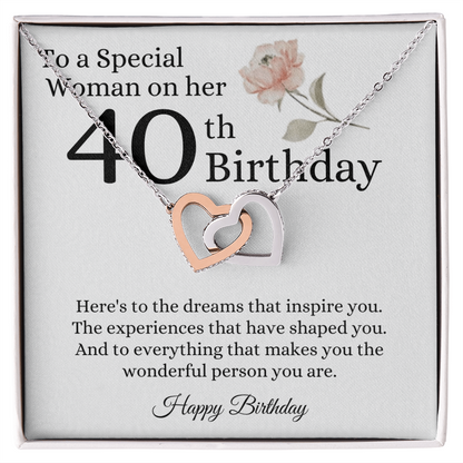 Happy 40th Birthday - Linked Hearts Necklace - Special Woman