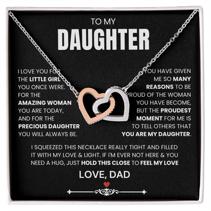 To My Daughter - Linked Hearts Necklace - Precious Daughter Message Card Gift