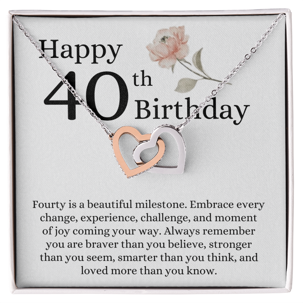 Happy 40th Birthday - Linked Hearts Necklace - Loved More Than You Know