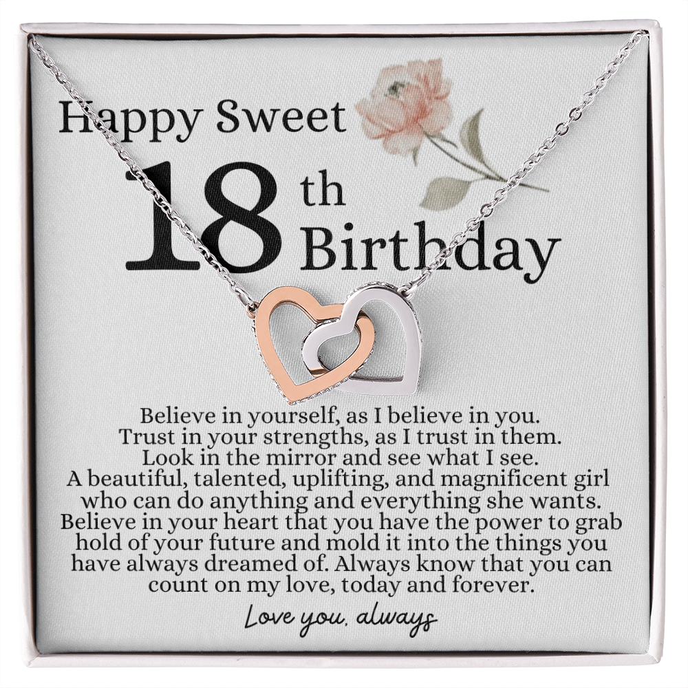 Happy 18th Birthday - Linked Hearts Necklace - I Believe in You