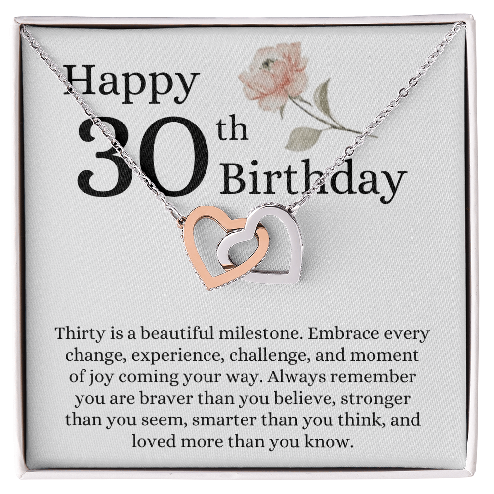 Happy 30th Birthday - Linked Hearts Necklace - Loved More Than You Know