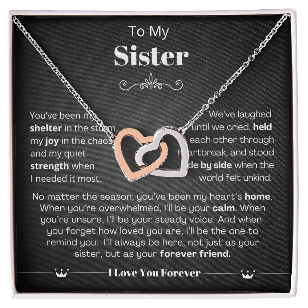 To My Sister - Linked Heart Necklace - Forever Friend