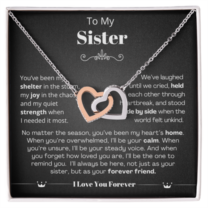 To My Sister - Linked Heart Necklace - Forever Friend
