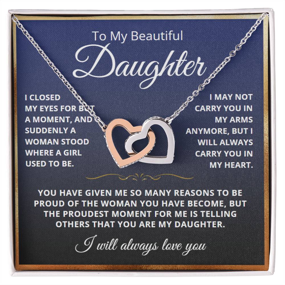 To My Daughter from Dad - Linked Hearts Necklace - Love You Forever