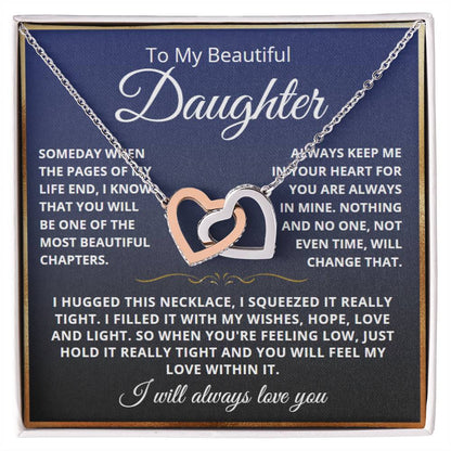 To My Daughter - Linked Hearts Necklace - Love You Forever