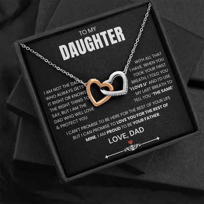 To My Daughter - Linked Hearts Necklace - Proud to Be Your Dad Message Card Gift