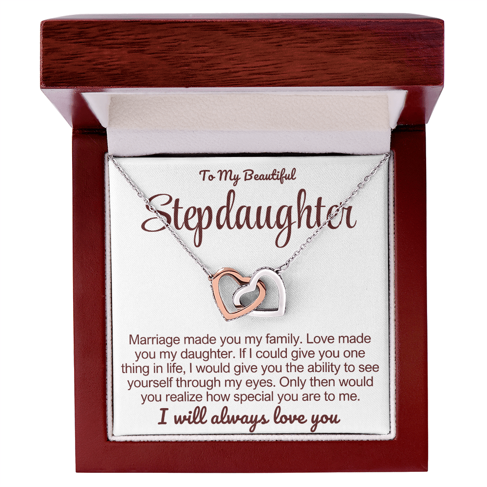 To My Stepdaughter - Linked Heart Necklace - I Will Always Love You Gift