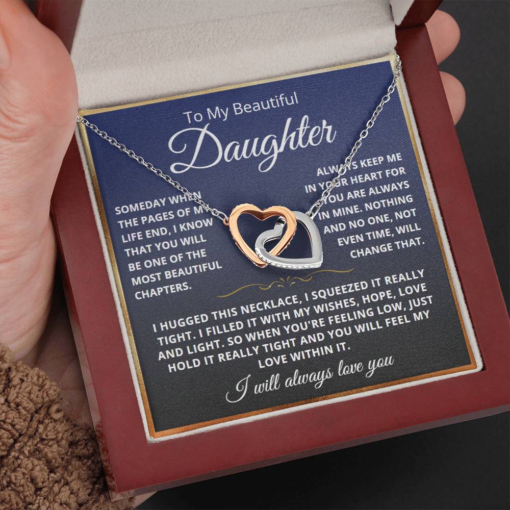 To My Daughter - Linked Hearts Necklace - Love You Forever