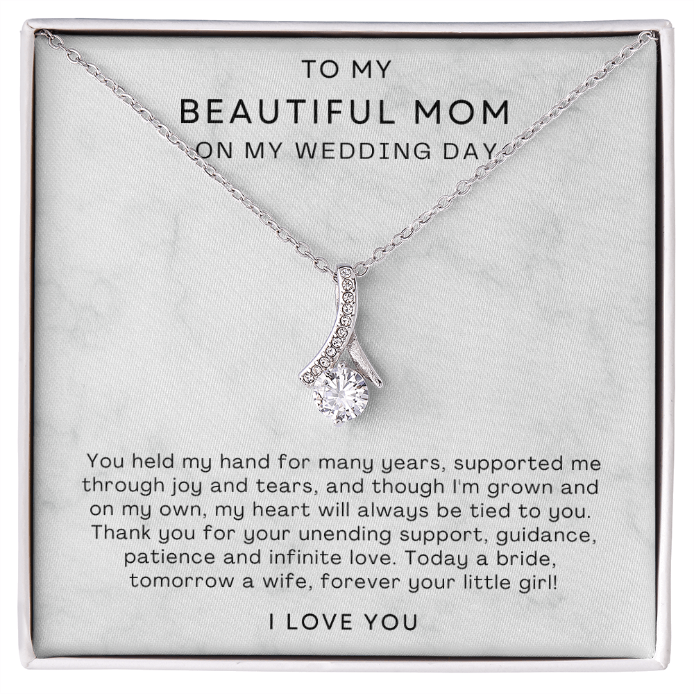 To My Mom - Ribbon Necklace - Forever Your Little Girl
