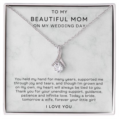 To My Mom - Ribbon Necklace - Forever Your Little Girl