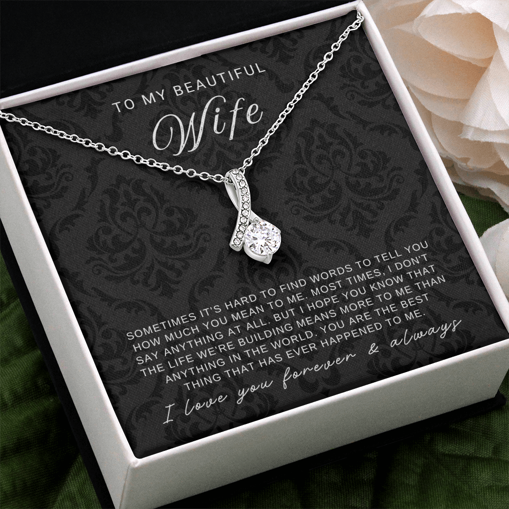 To My Wife - Ribbon Necklace - You Are The Best Thing Message Card Gift