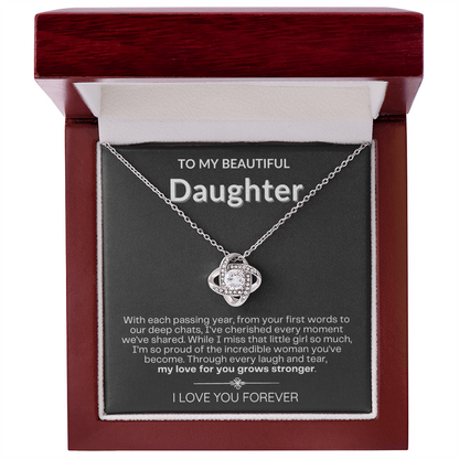 To My Daughter - Love Knot Necklace - Eternal Flower Gift Box