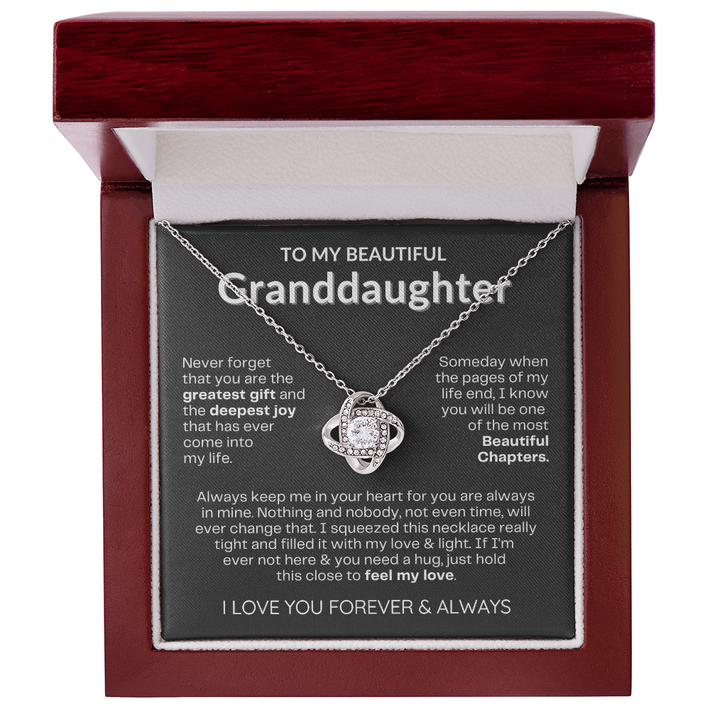 To My Granddaughter - Love Knot Necklace - Eternal Flower Gift Box