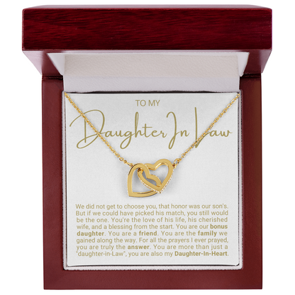 To My Daughter-in-law - Linked Hearts Necklace - Daughter-in-heart Message Card Gift