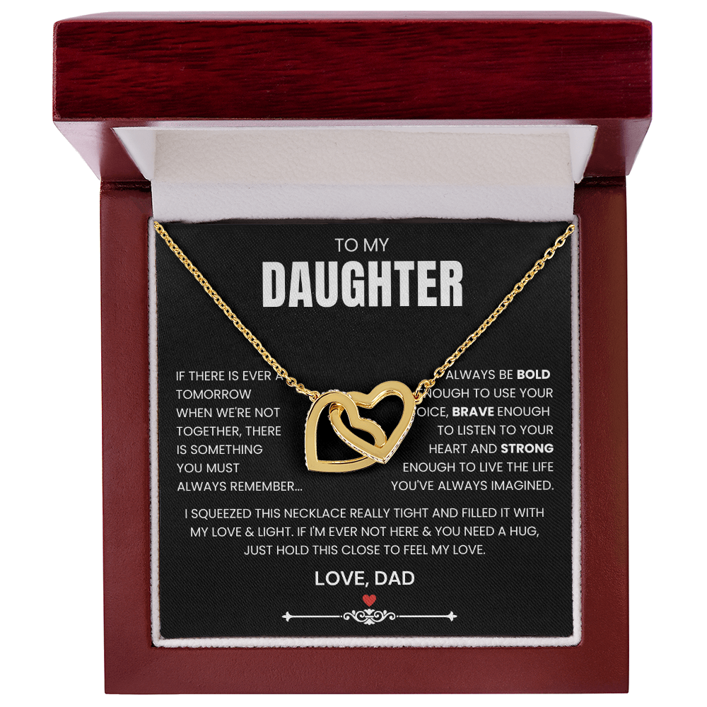 To My Daughter - Linked Hearts Necklace - Be Bold, Brave and Strong Message Card Gift