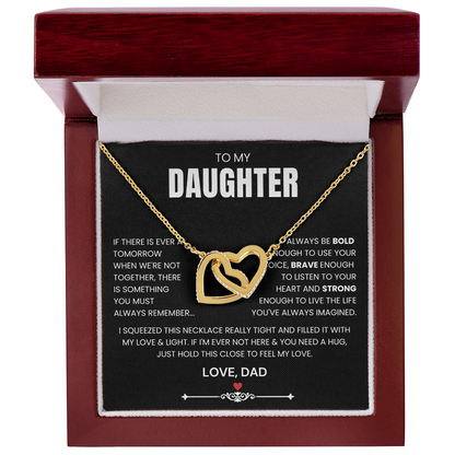 To My Daughter - Linked Hearts Necklace - Be Bold, Brave and Strong Message Card Gift