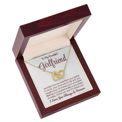 To My Girlfriend - Linked Hearts Necklace - I Choose You Message Card Gift