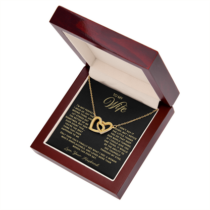 To My Wife - Linked Hearts Necklace - You Are Irreplaceable Message Card Gift