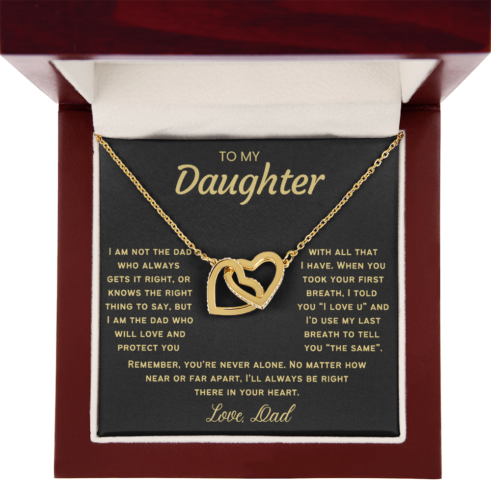 To My Daughter Necklace from Dad - Linked Hearts Necklace -  Proud Father Message Card Gift