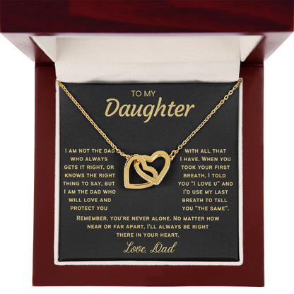 To My Daughter Necklace from Dad - Linked Hearts Necklace -  Proud Father Message Card Gift
