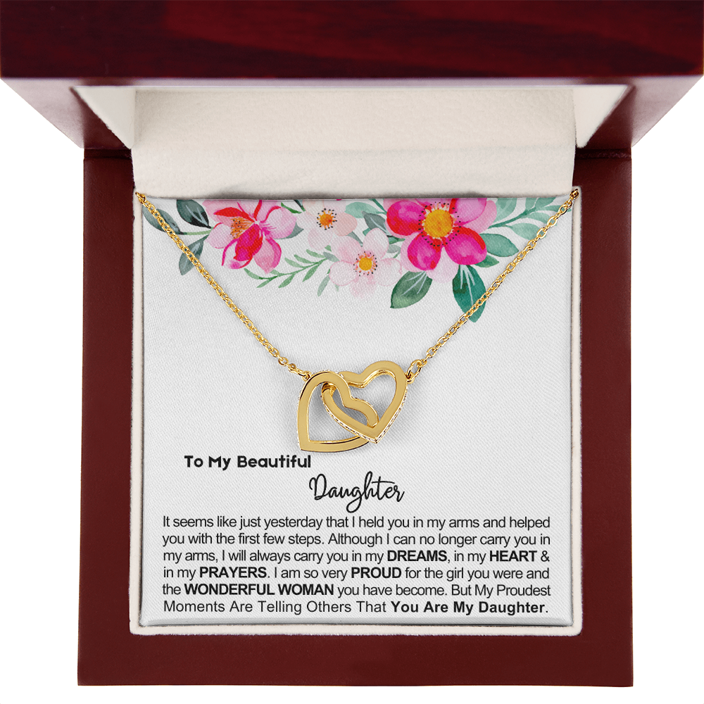 To My Daughter - Linked Hearts Necklace - Proud of You Message Card Gift