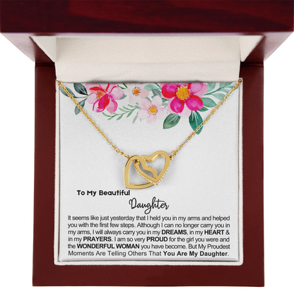 To My Daughter - Linked Hearts Necklace - Proud of You Message Card Gift