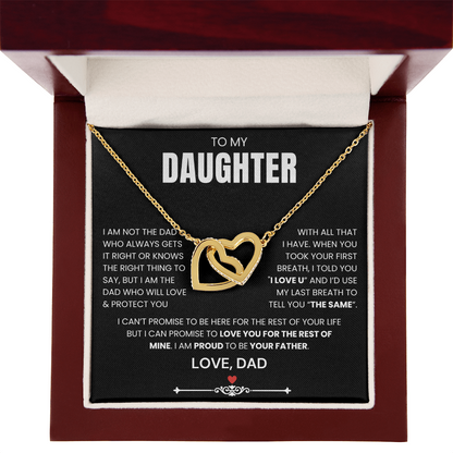 To My Daughter - Linked Hearts Necklace - Proud to Be Your Dad Message Card Gift