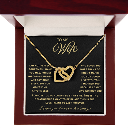 To My Wife - Linked Hearts Necklace - This Is The Love I Want To Last Forever  Message Card Gift