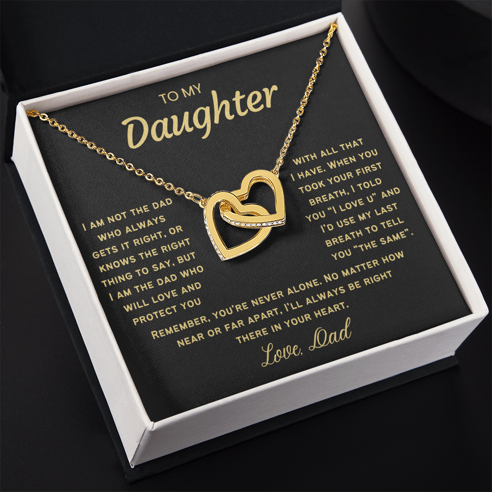 To My Daughter Necklace from Dad - Linked Hearts Necklace -  Proud Father Message Card Gift