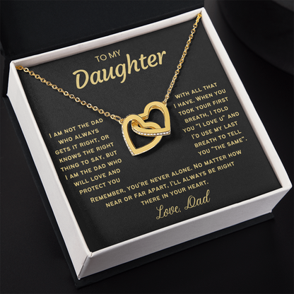 To My Daughter Necklace from Dad - Linked Hearts Necklace -  Proud Father Message Card Gift