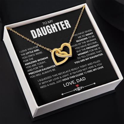 To My Daughter - Linked Hearts Necklace - Precious Daughter Message Card Gift