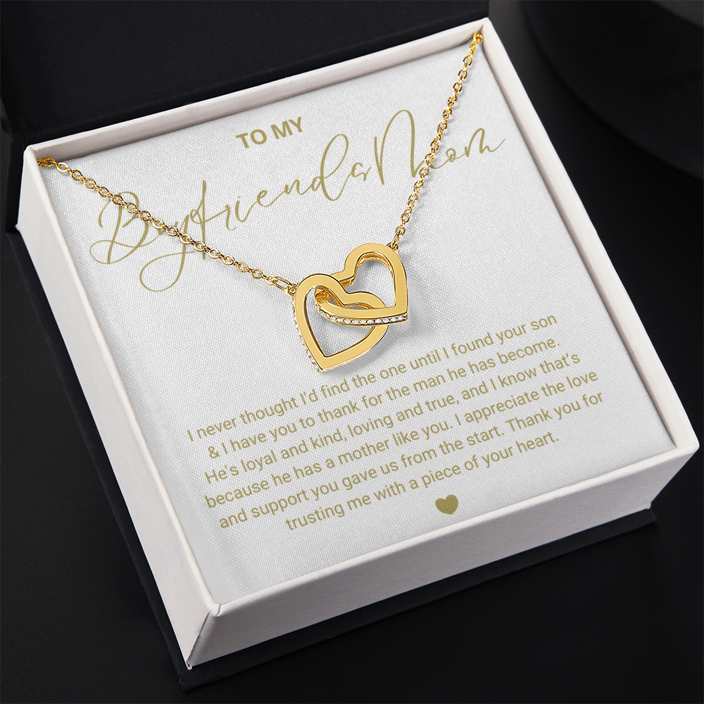 To My Boyfriend's Mom - Linked Hearts Necklace - Message Card Gift