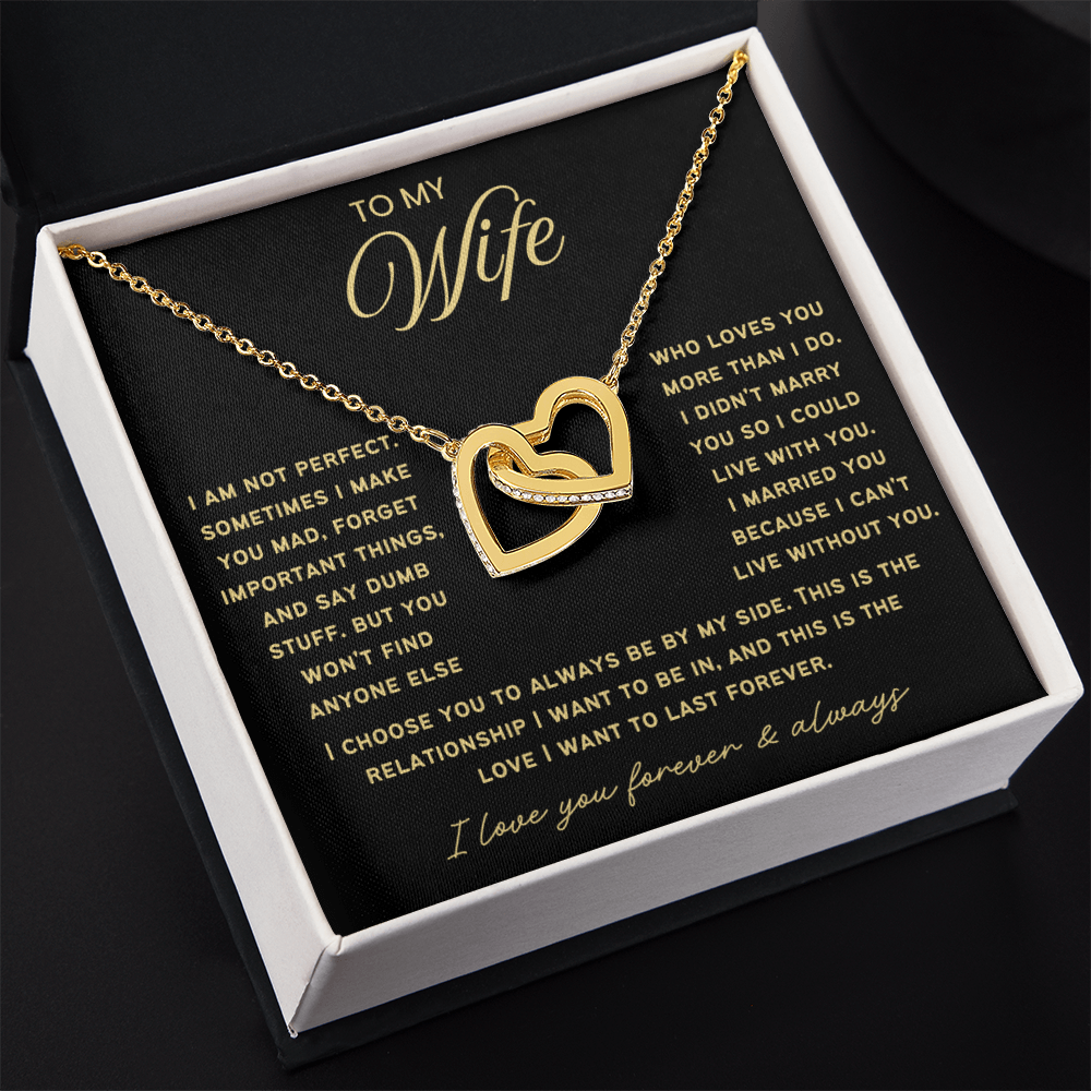To My Wife - Linked Hearts Necklace - This Is The Love I Want To Last Forever  Message Card Gift