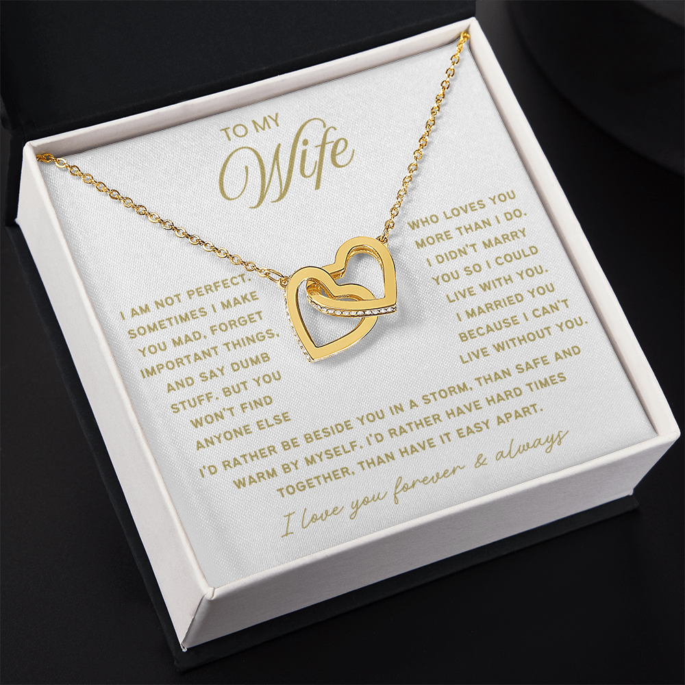 To My Wife - Linked Hearts Necklace - Rather Be Beside You Valentine's Day Gift
