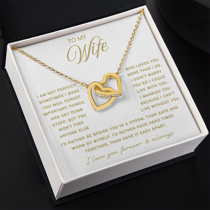 To My Wife - Linked Hearts Necklace - Rather Be Beside You Valentine's Day Gift