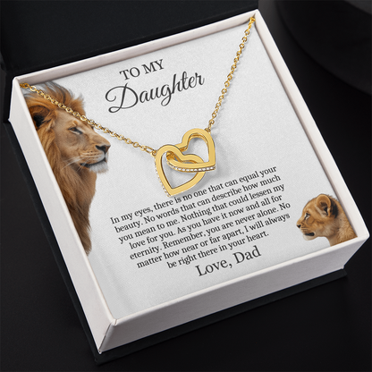 To My Daughter - Linked Hearts Necklace - You Are Never Alone Message Card Gift
