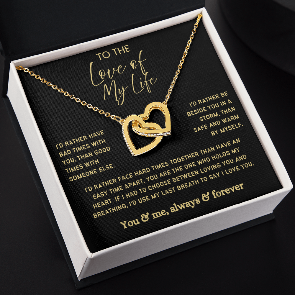 To My Wife - Linked Hearts Necklace -  Rather Beside You Valentine's Day Gift