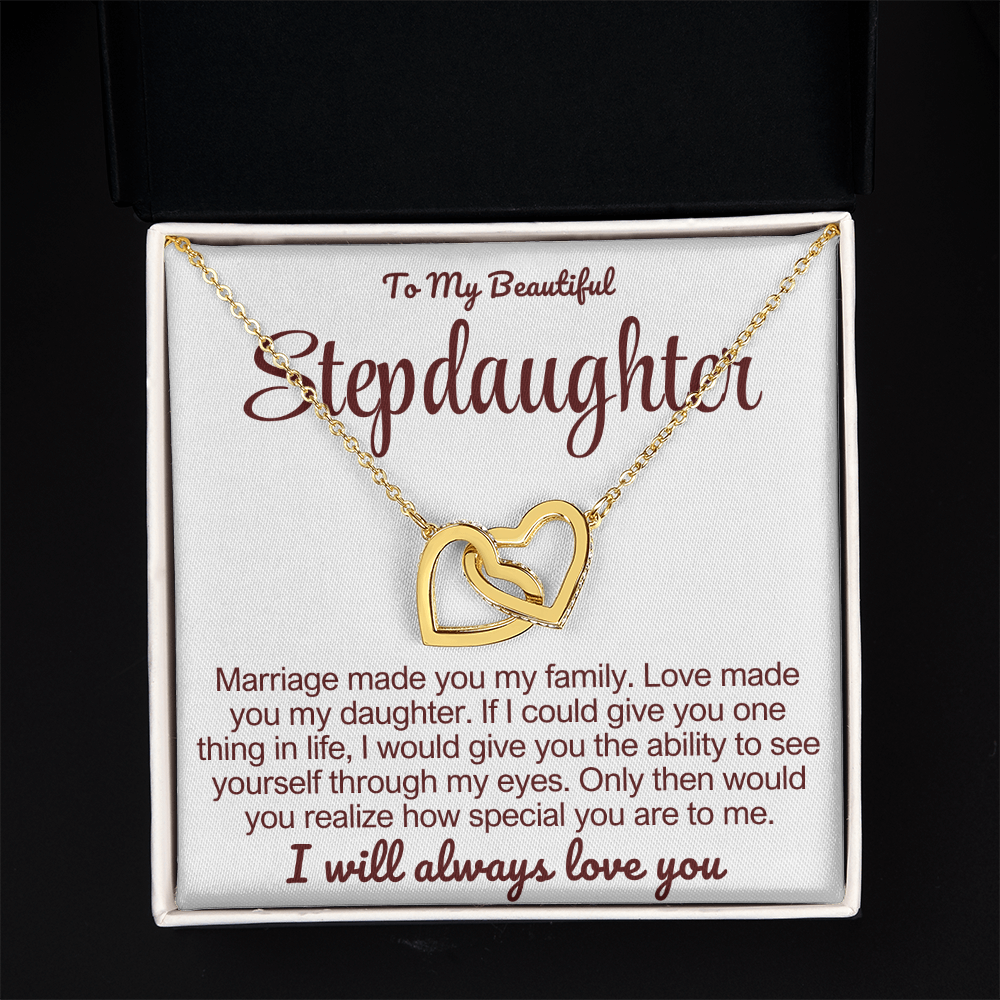 To My Stepdaughter - Linked Heart Necklace - I Will Always Love You Gift